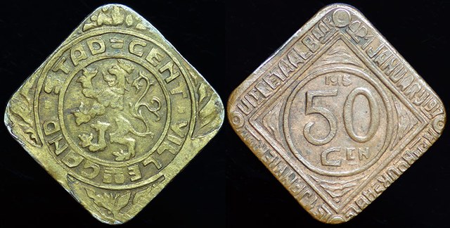 Belgium - 50 Centimes [thin] 1915 Ghent WWI German Occupation