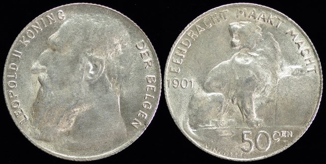 Belgium - 50 Centimes 1901 Lion