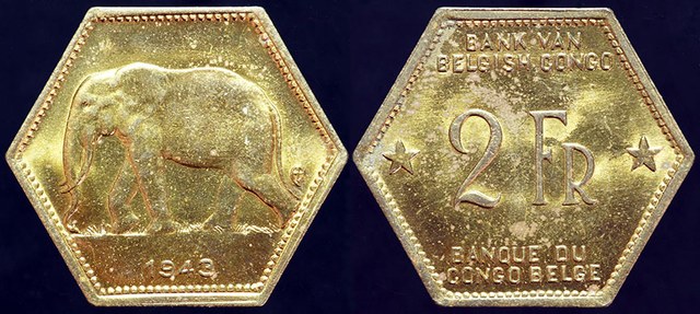 Belgian Congo - 2 Franc 1943, Elephant