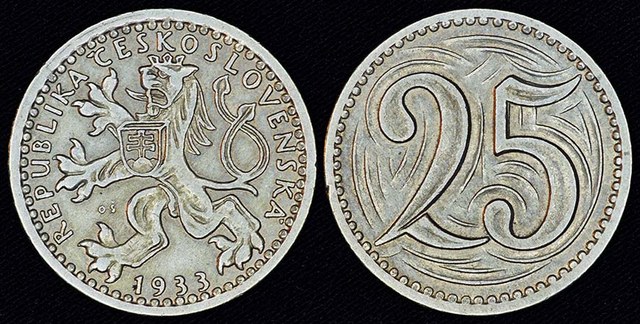 Czechoslovakia - 25 Haleru, 1933