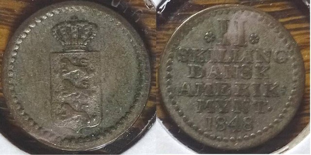 Danish West Indies 1848 2 skilling
