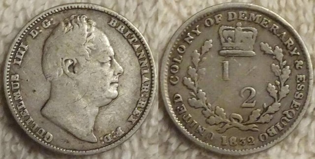 Demerary and Essequibo  (British Guiana) 1832 ½ Stiver