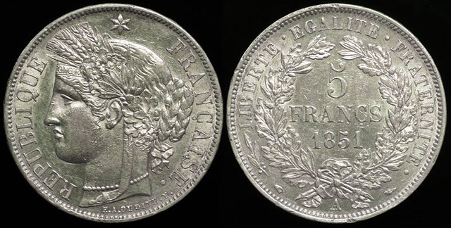 France 5 Fr 1851 - Ceres