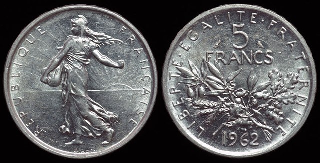 France 5 Fr. 1962 - Semeuse