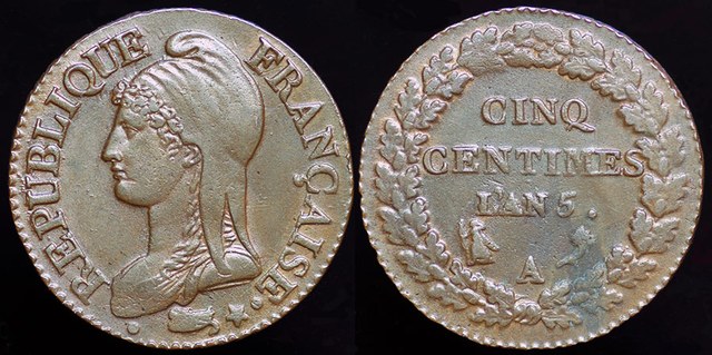 France - 5 Centimes L'An 5 [1796A] French Revolution