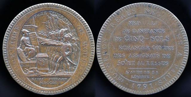 French Revolution 1791 (L'AN III) 5 Sols - Monneron,  ROMAN NUMERALS Date!