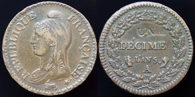 France - French Revolution 2 Decimes devalued L'AN 5