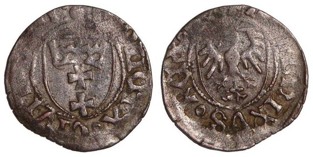 GDANSK/DANZIG (MUNICIPAL)~AR 1/2 Groschen 1447-1492 AD