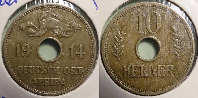 German East Africa 1914-J 10 heller