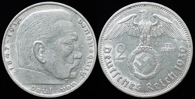 Germany - Hindenburg 2 Reichsmark 1939 E