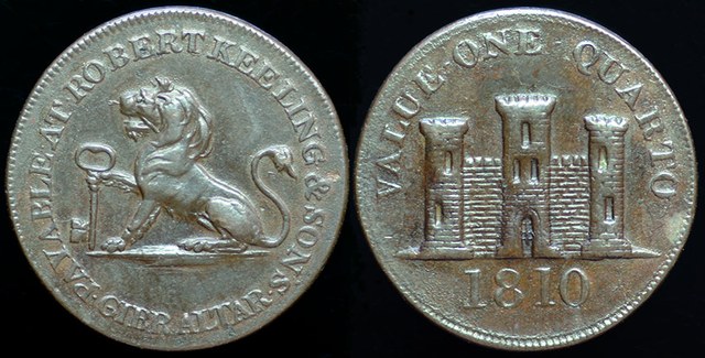 Gibraltar - Robert Keelings 1 Quart 1810 Small Date