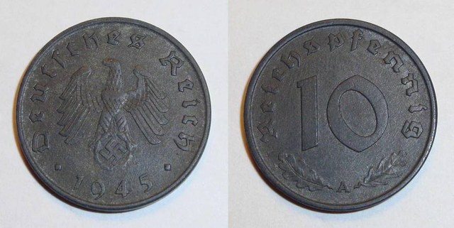 GERMANY (THIRD REICH)~10 Reichspfennig 1945 A