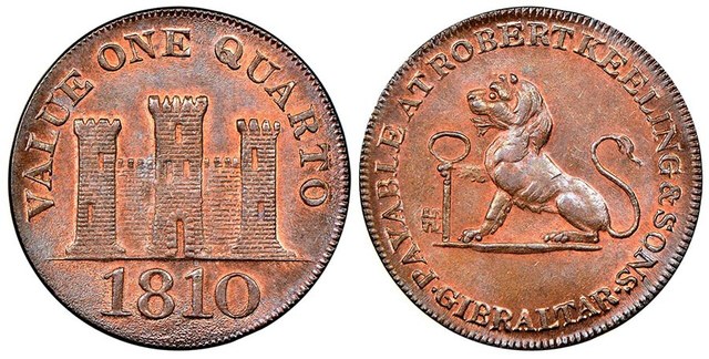 Gibraltar - Keelings 1 Quarto 1810 - MS66