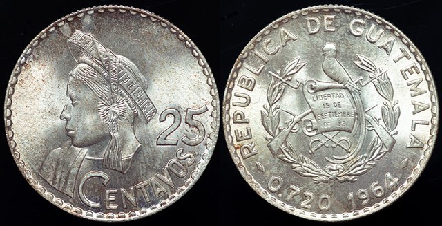 Guatemala 25 Centavos 1964