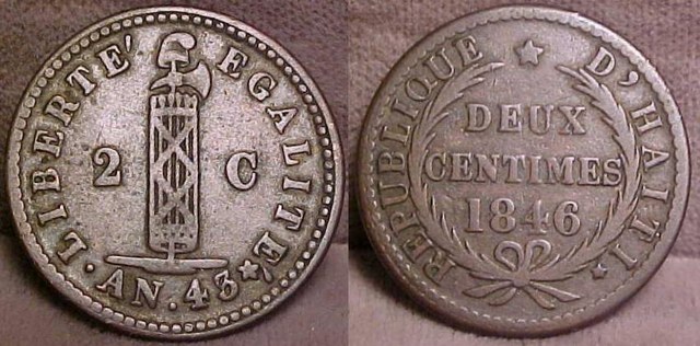 Haiti 1846 2 centimes AN43/2