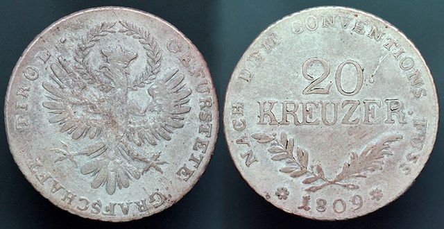 Tyrol - Andreas Hofer 1809 20 KREUZER - incuse wing type