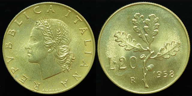 Italy 20 Lire 1958 - Ceres