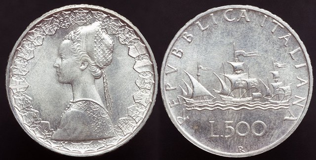 Italy - 500 Lire Columbus's Ships - 1985