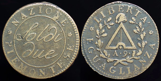 Italy - Piedmont Nation 2 Soldi AN9 1800