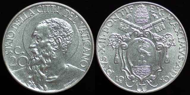 Italy - Vatican City 20 Centesimi 1940 St. Paul