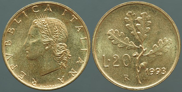 Italy 20 Lire 1993