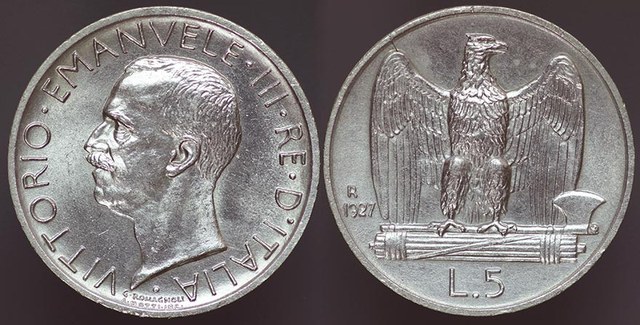 Italy 5 Lire - 1927