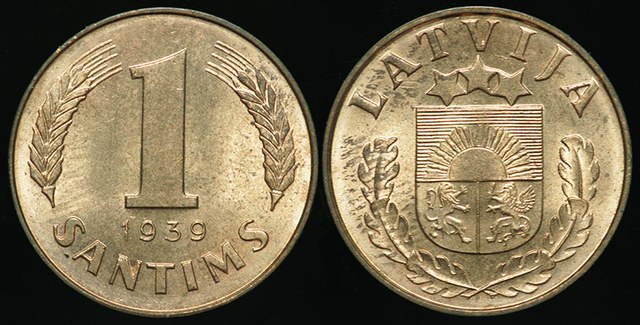 Latvia - 1 Santims 1939