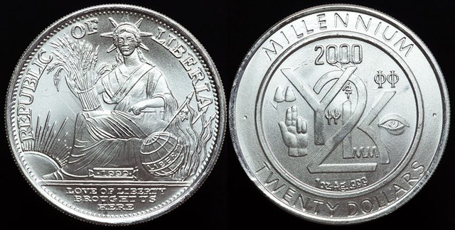 Liberia - Y2K Millennium 20 Dollars