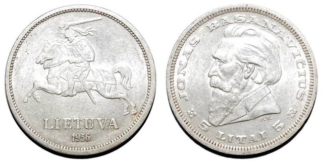 LITHUANIA (1st REPUBLIC)~5 Litai 1936