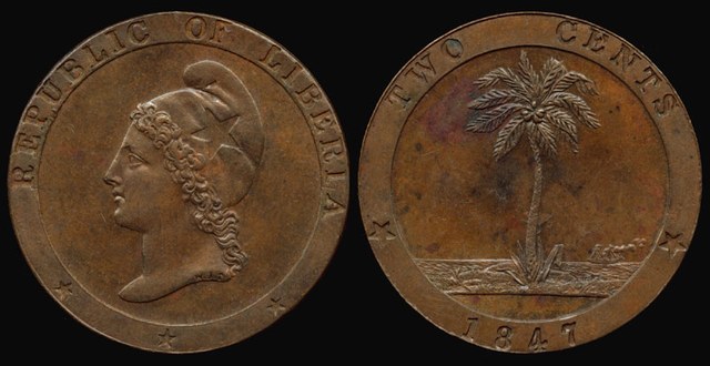 Liberia, 2 Cent, 1847