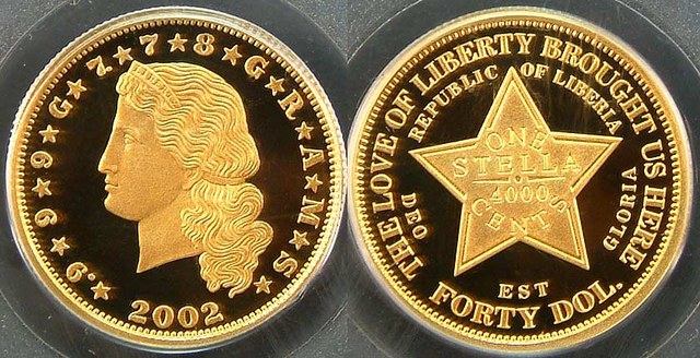 Liberia - Stella, Flowing Hair 4000 Cents / $40 Dollars