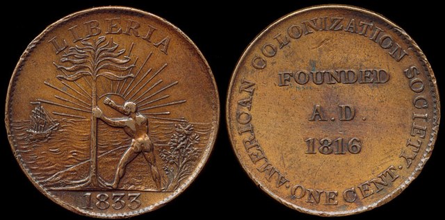 Liberia - AMERICAN COLONIZATION SOCIETY, ACS; Sun Disc Variety