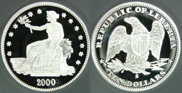 Liberia - USA Trade Dollar $10 2000