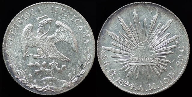 Mexico - Cap and Rays 8 Reales 1894 AM