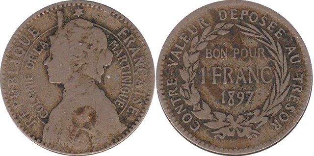 Martinique 1897 1 Franc