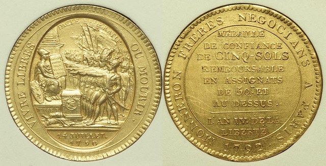 French Revolution - Gilded 5 Sols