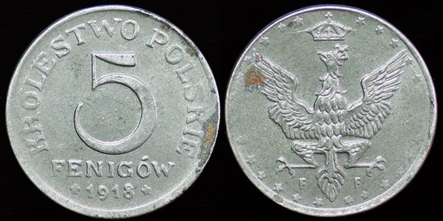 Poland - 5 Fenigow 1918FF German-Austrian Regency