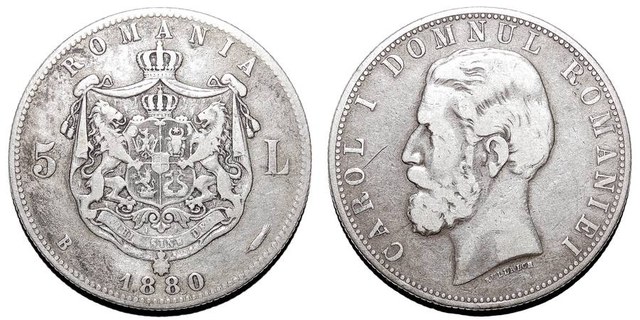 ROMANIA (PRINCIPALITY)~5 Lei 1880