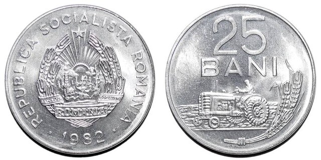 ROMANIA (SOCIALIST REPUBLIC)~25 Bani 1982