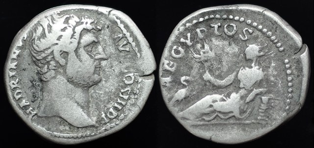 Rome - Hadrian, Egypt reclining denarius