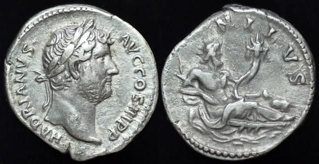 Rome - Hadrian w/ NILE god reclining, denarius