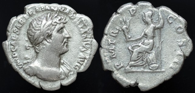 Rome - Hadrian denarius, ROMA holds Victory