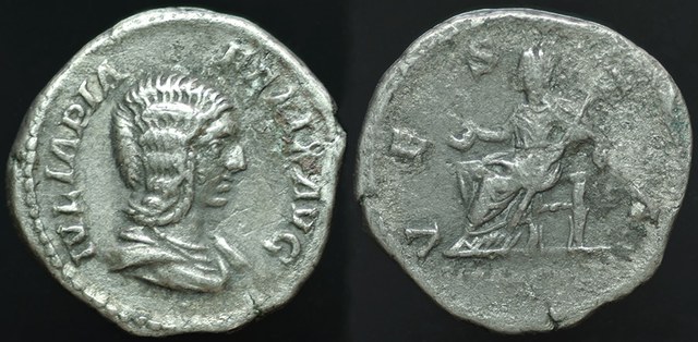 Julia Domna & Vesta, Denarius