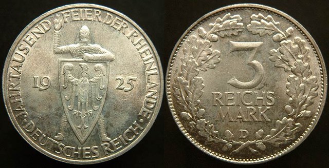 Rhineland 1000th Year - 3 RM 1925