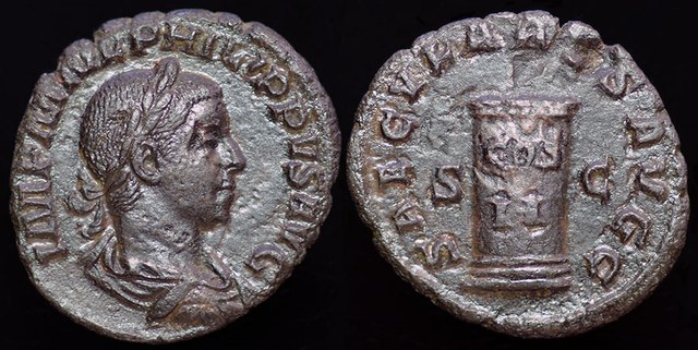 Rome - Philip II As, SAECVLARES Cippus
