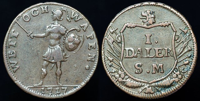 Sweden - 1 Daler 1717 - Reason and Arms