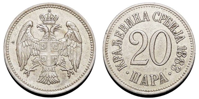 SERBIA (2nd KINGDOM)~20 Para 1883