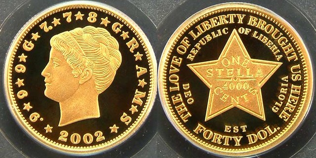 Liberia - Stella $40 /4000 Cents - Coiled Hair Liberty