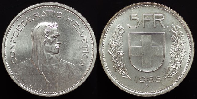 Switzerland 5 Francs 1966