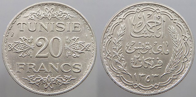 Tunisia - 20 Francs 1934